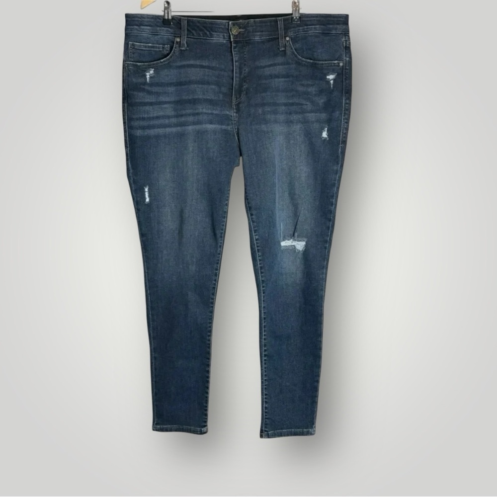 Lularoe Skinny Distressed Jeans Size 22W Dark Wash Slimming Panels EUC - Picture 2 of 12